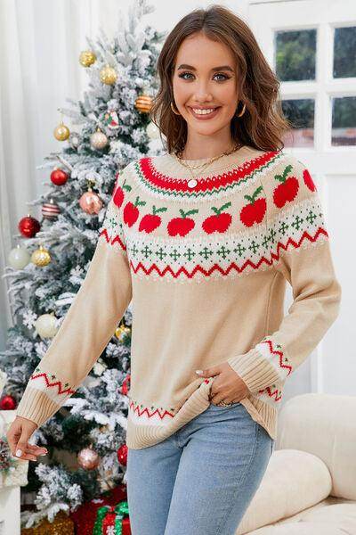 Angel Wings Graphic Round Neck Long Sleeve Sweater for Women