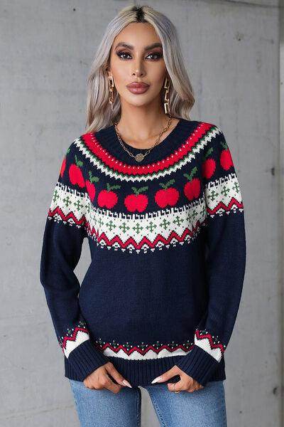 Angel Wings Graphic Round Neck Long Sleeve Sweater for Women