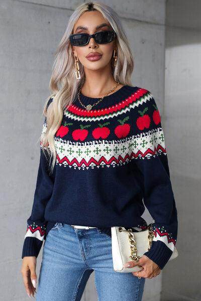 Angel Wings Graphic Round Neck Long Sleeve Sweater for Women